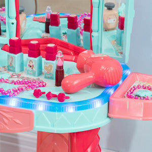 Specchiera Giocattolo per Bambini con Sgabello Luci e Accessori 57x34x76 cm Multicolore