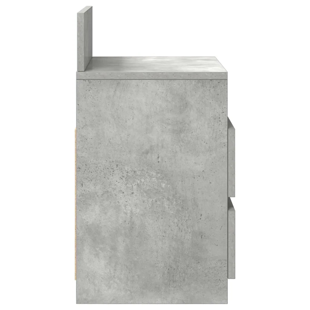 Comodino | Armadio da Notte | Mobiletto da notte con 2 Cassetti Grigio Cemento 40x33x60 cm