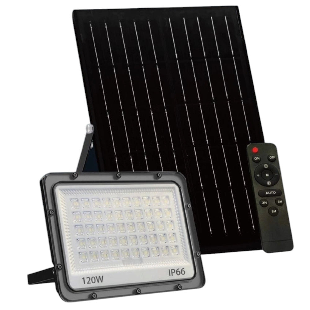 Trade Shop - Faro Led Da Esterno Con Pannello Solare 120w Ip66 Telecomando Luce Regolabile Sf319-120-3c -