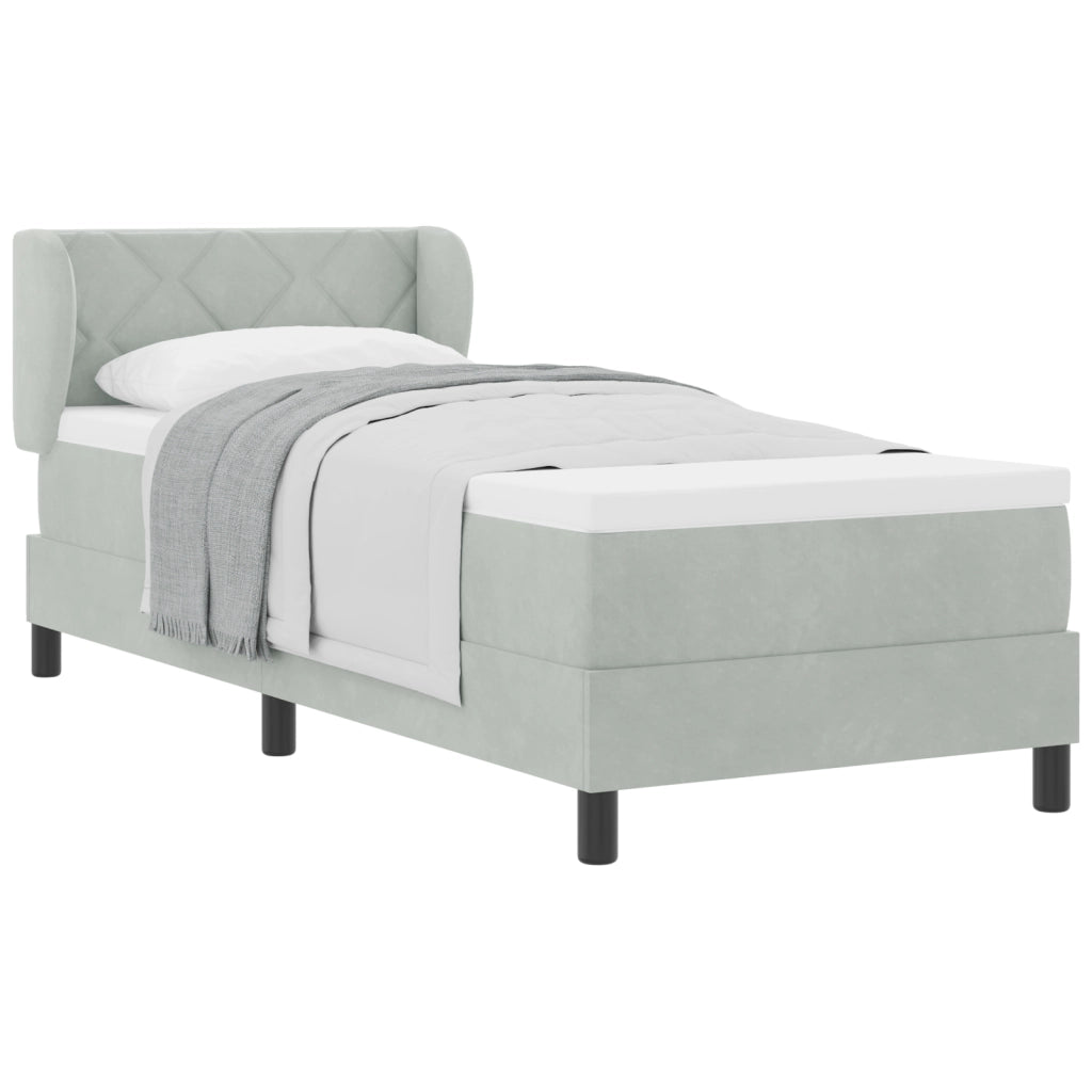 Letto con Rete a Molle e Materasso Grigio Chiaro 80x200 cm Velluto