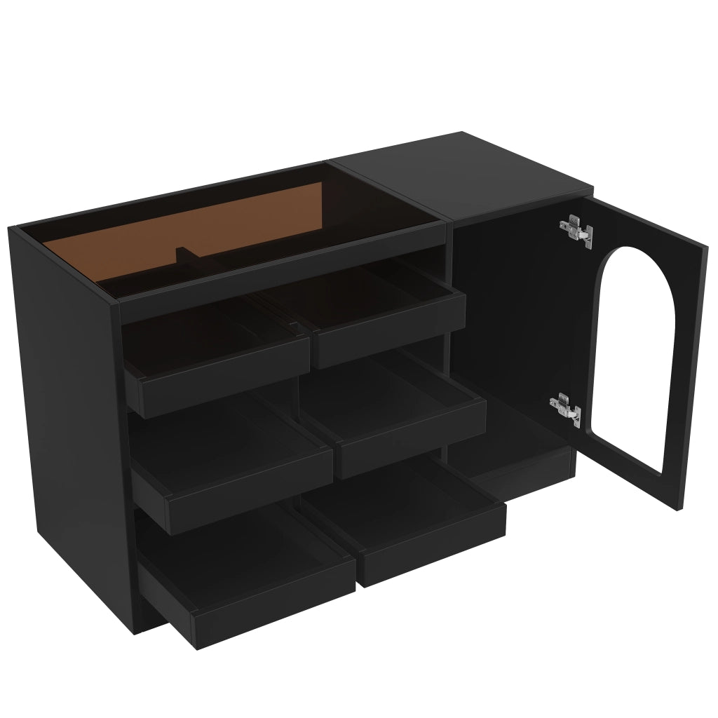 Armadio con cassetti moderno - Zephmum- Nero, luce LED, 6 cassetti