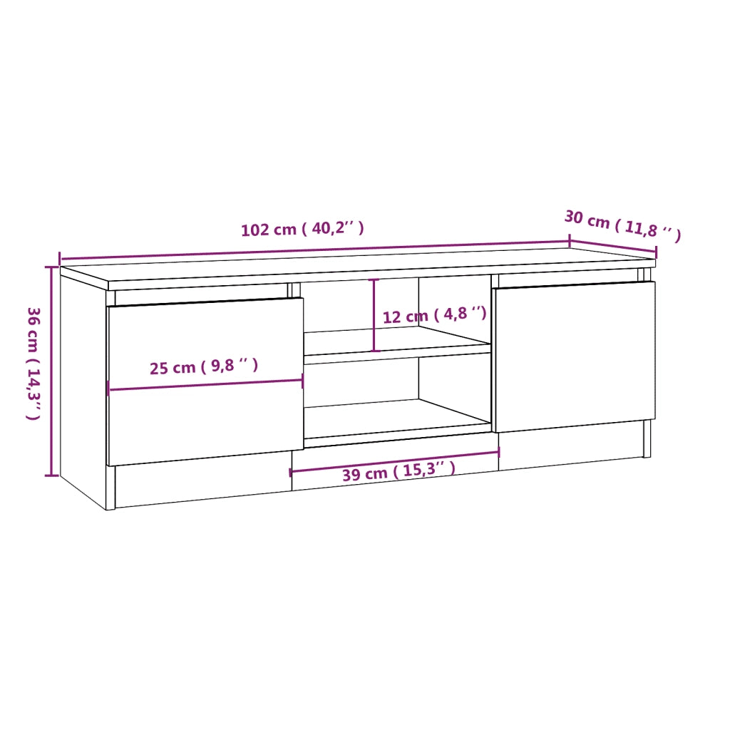 Mobile Porta TV con Anta Rovere Marrone 102x30x36 cm 823357
