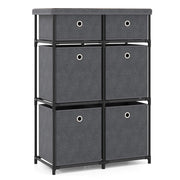 Cassettiera con 6 cassetti pieghevoli 58 x 29 x 84 cm versatile mobile contenitore in metallo nero e MDF 20_0011564