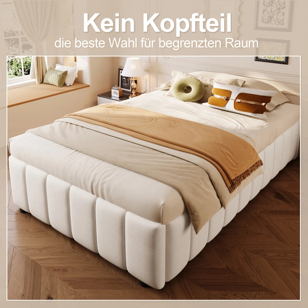letto imbottito lino beige 90 x 200 cm