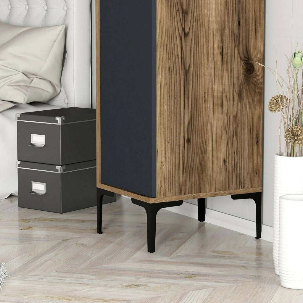 Giusta, Armadio Multiuso 1 Anta 4 Ripiani, 40x48h201\.5h cm Nero Antracite