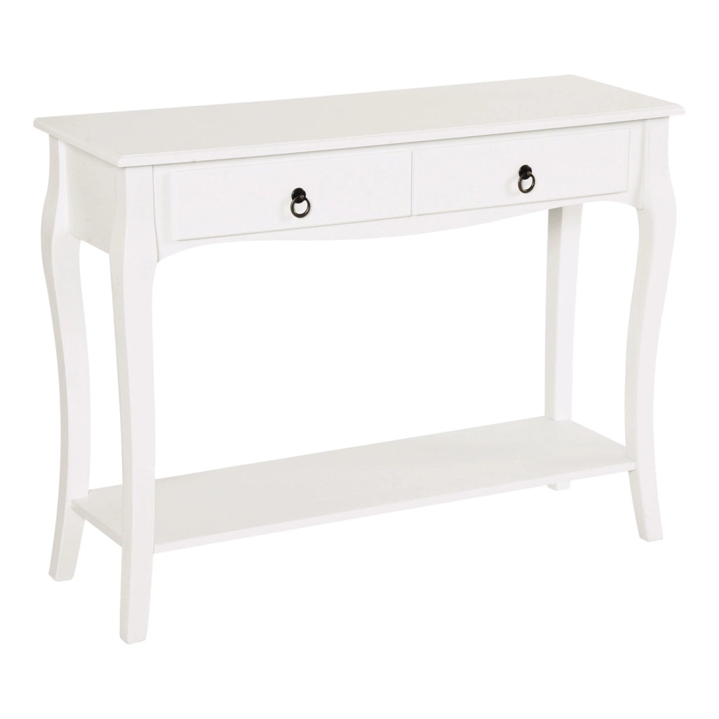 Tavolino da salotto con cassetti e scaffale ¨C zephmum ¨C bianco 100x33x75