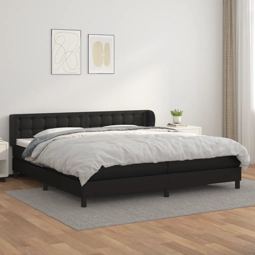 Giroletto a Molle con Materasso Nero 200x200 cm in Similpelle cod mxl 58347