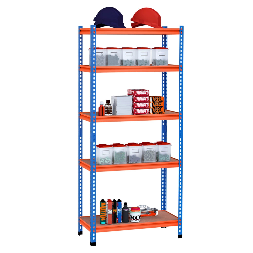 Libreria in Metallo con 5 Ripiani Aggiustabili ¨C zephmum ¨C 80x40x182 cm Blu e Arancione