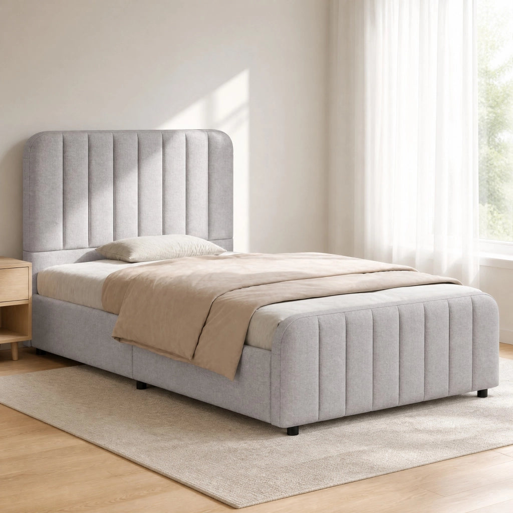 Letto singolo per bambini 90x200 cm con vano contenitore grigio