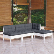 Set Divani da Giardino 4 pz con Cuscini Bianchi Legno di Pino cod mxl 44758