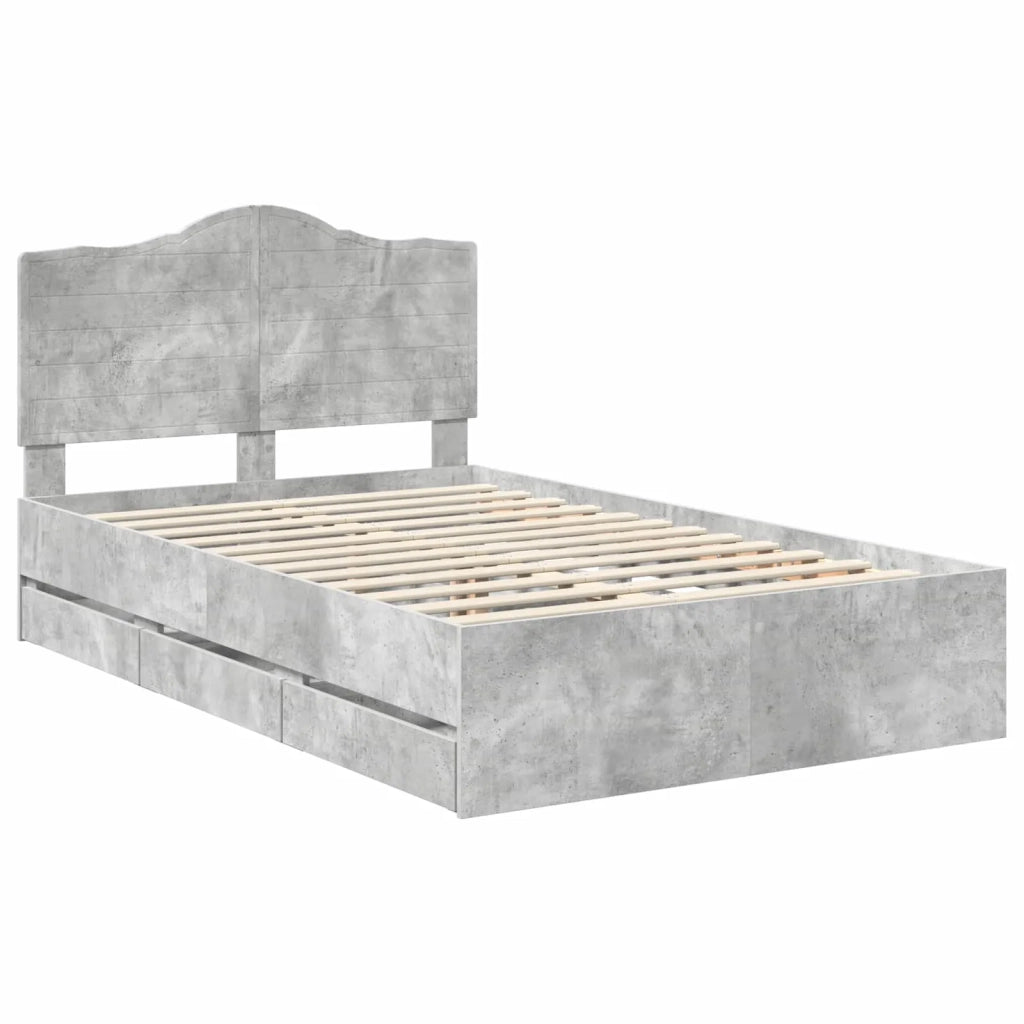 Struttura del letto con cassetto Grigio Cemento 135 x 190 cm