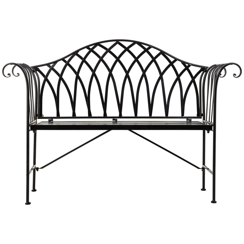 Panca in ferro battuto nera 110x50x88h