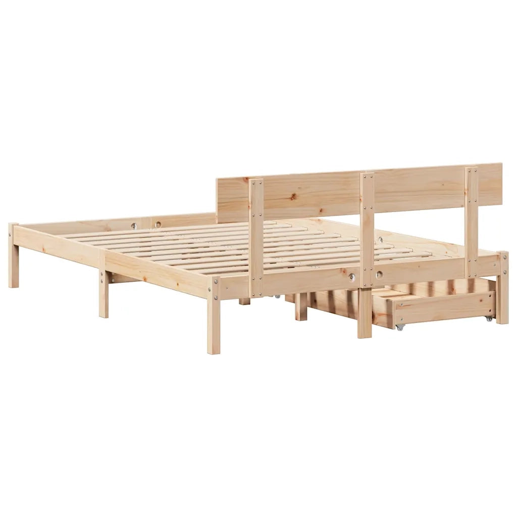 Letto senza Materasso 140x200 cm in Legno Massello di Pino