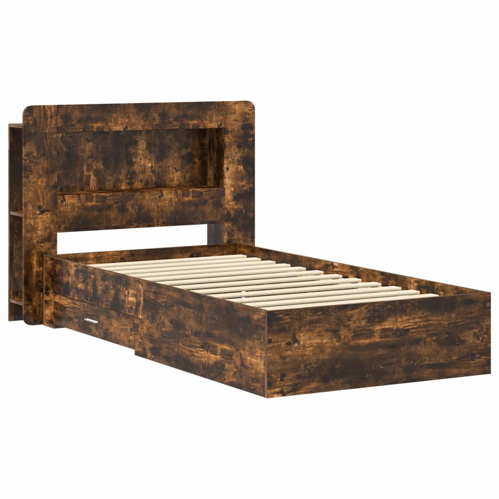 Telaio del letto con storage Rovere Fumo 75 x 190 cm