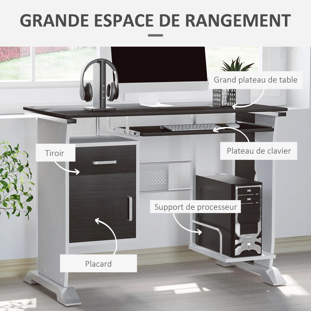 Scrivania per computer ¨C zephmum ¨C 100x52x75 cm marrone nero bianco