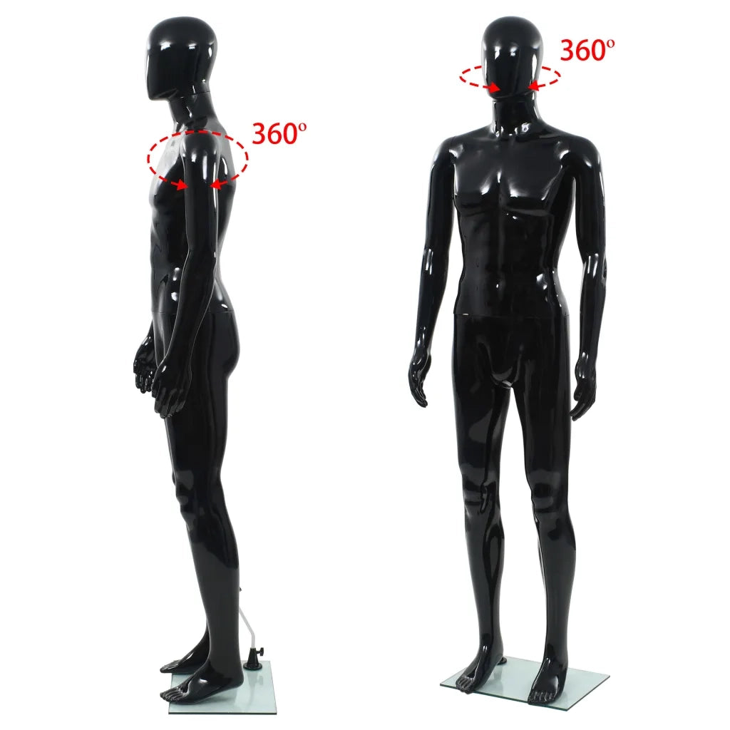 Manichino Uomo Figura Intera Base in Vetro 185 cm Nero Lucido CFW5321680