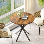 Tavolo rotondo in stile industriale ?80 cm con gambe a X; marrone vintage e nero