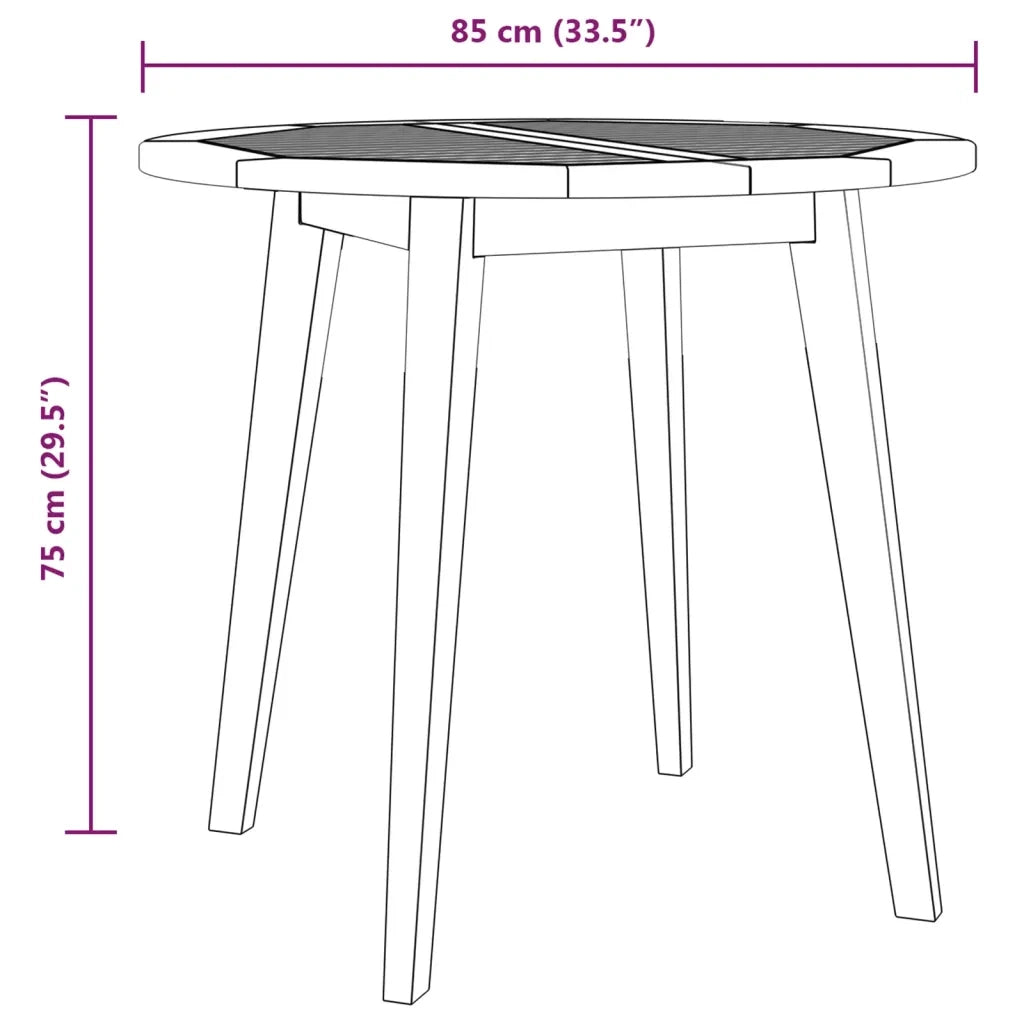 Tavolo da Giardino Ã˜85x75 cm in Legno Massello di Acacia cod mxl 34244