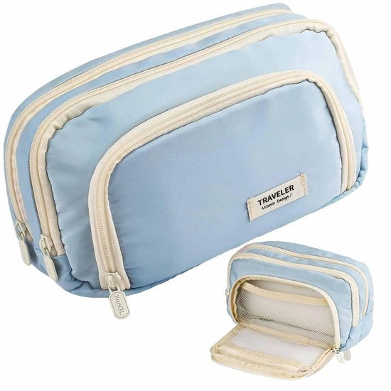 Etui con Grande Capacità, Etui con 3 Scatole, Etui per Studentesse, Etui per Scuola, Etui per Ufficio (Blu)