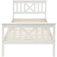 Letto Singolo in legno Massiccio, Design Minimalista con Spazio di Stoccaggio, senza Materasso, 208x96x82 cm, Bianco