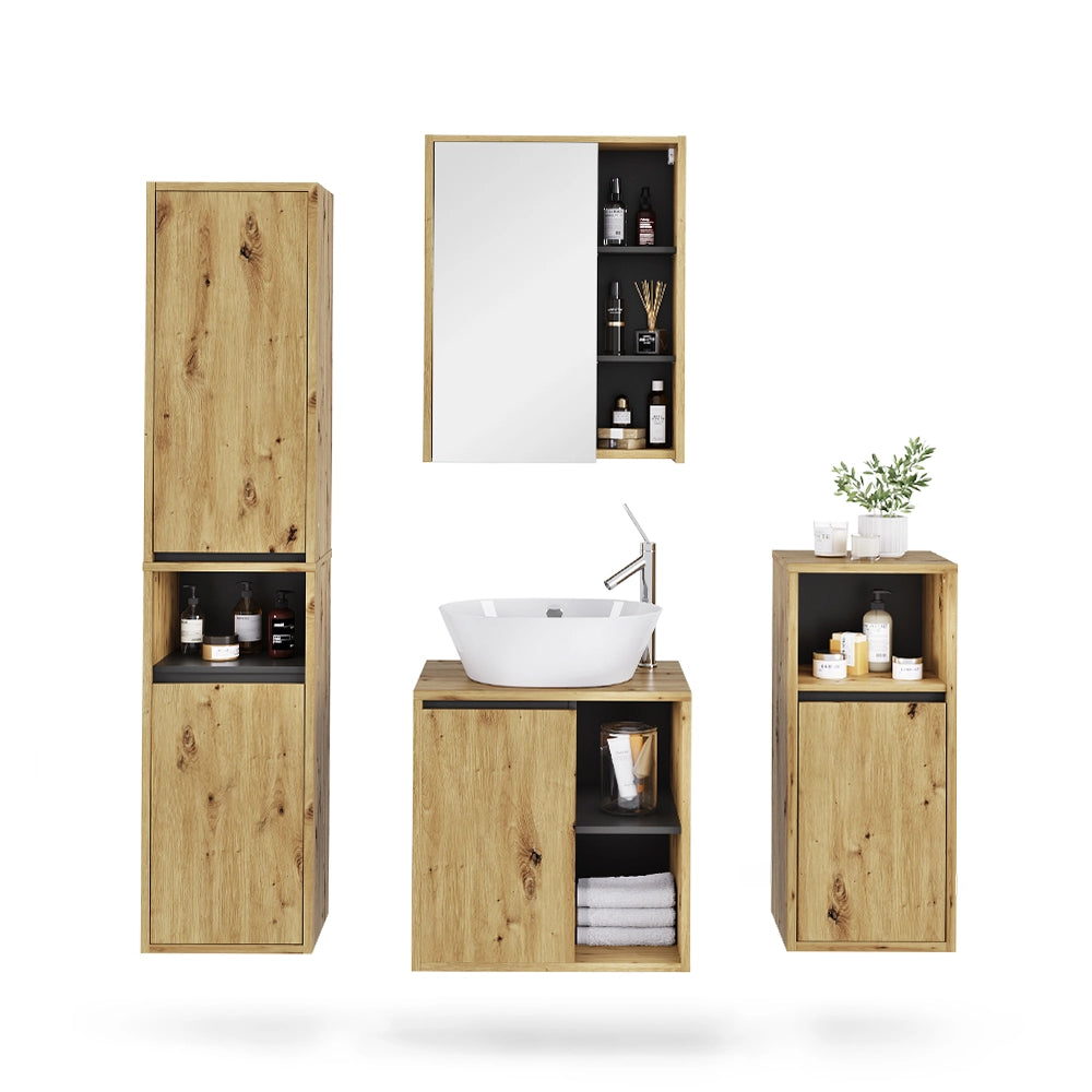 Vicco Set di mobili da bagno Artigiano/grigio 4 parti
