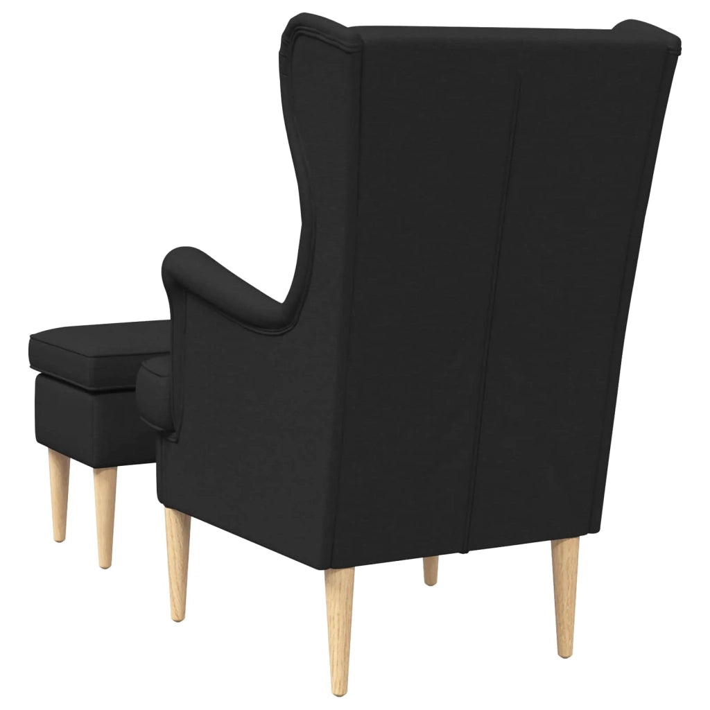Poltrona con Ottomano 2 pz Nero Tessuto 3418808