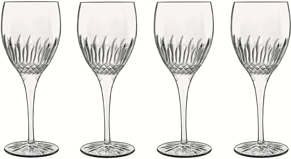 Set 4 Calici Bicchieri Diamante Riesling in Vetro 38 cl Luigi Bormioli