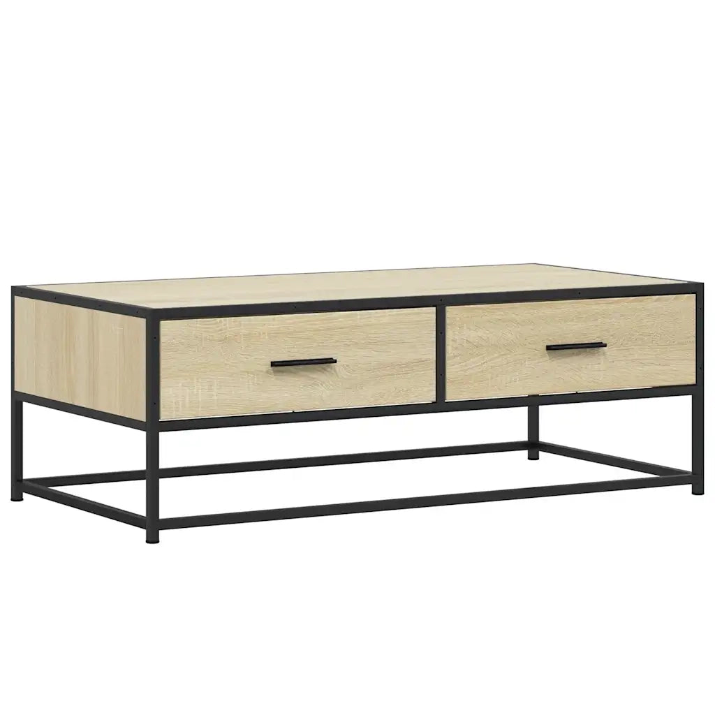 Tavolino Salotto-Tavolino da soggiorno-Tavolo Rovere Sonoma 100x50x35 cm Multistrato Metallo 469393