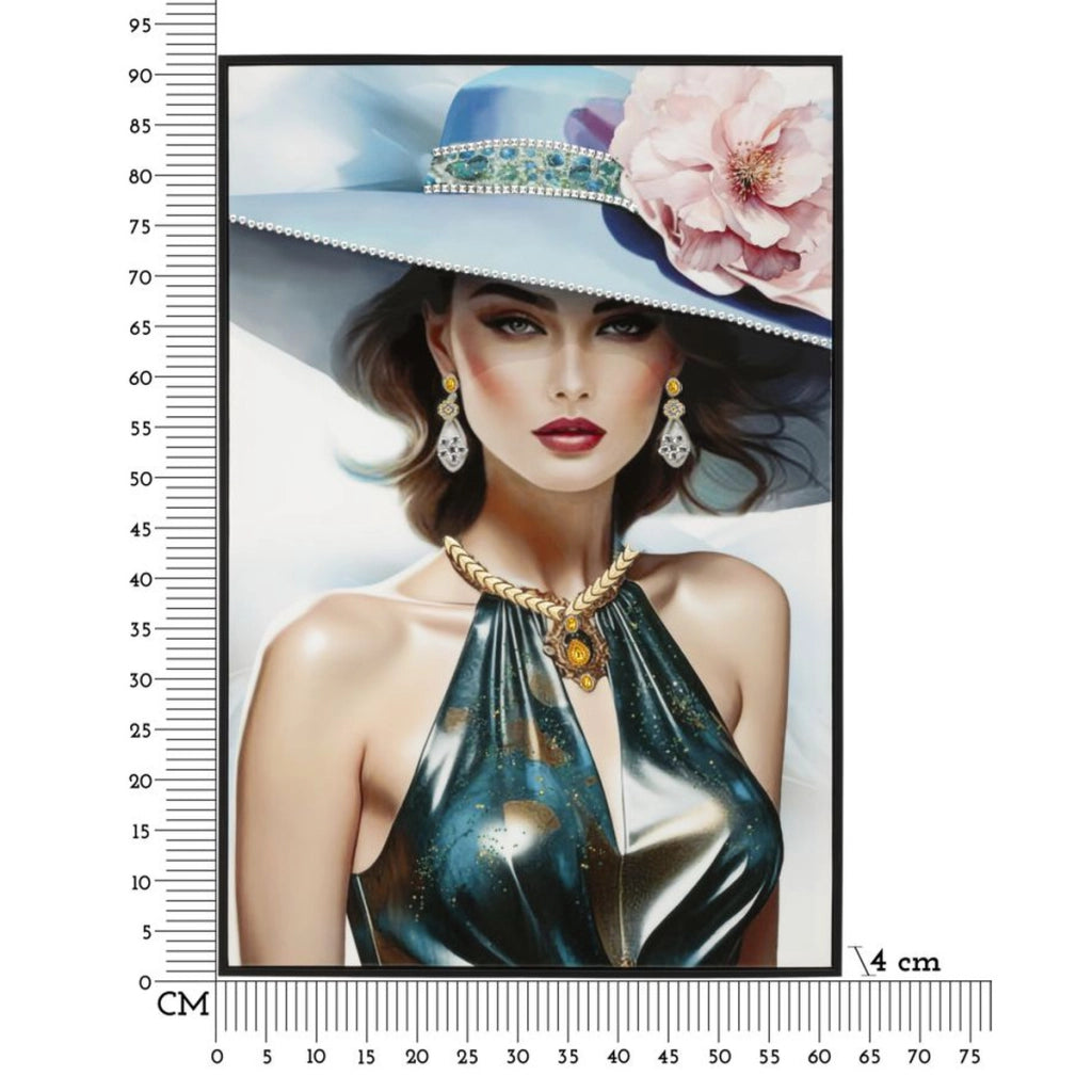 Dipinto su tela Pam A dama glam con cappello fiorito, 62x92 cm