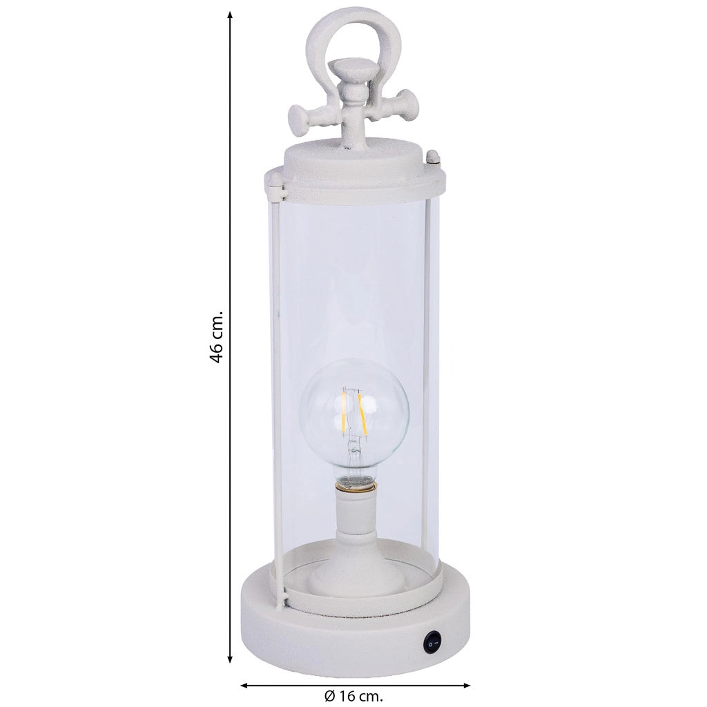 Lampada da tavolo metallo bianco 16x16x46h cm