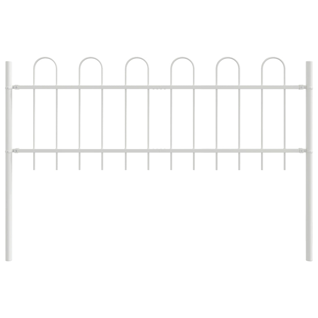 Recinzione da Giardino con Punta a Arco - Bianca, 15,3 x 0,6 m, Acciaio