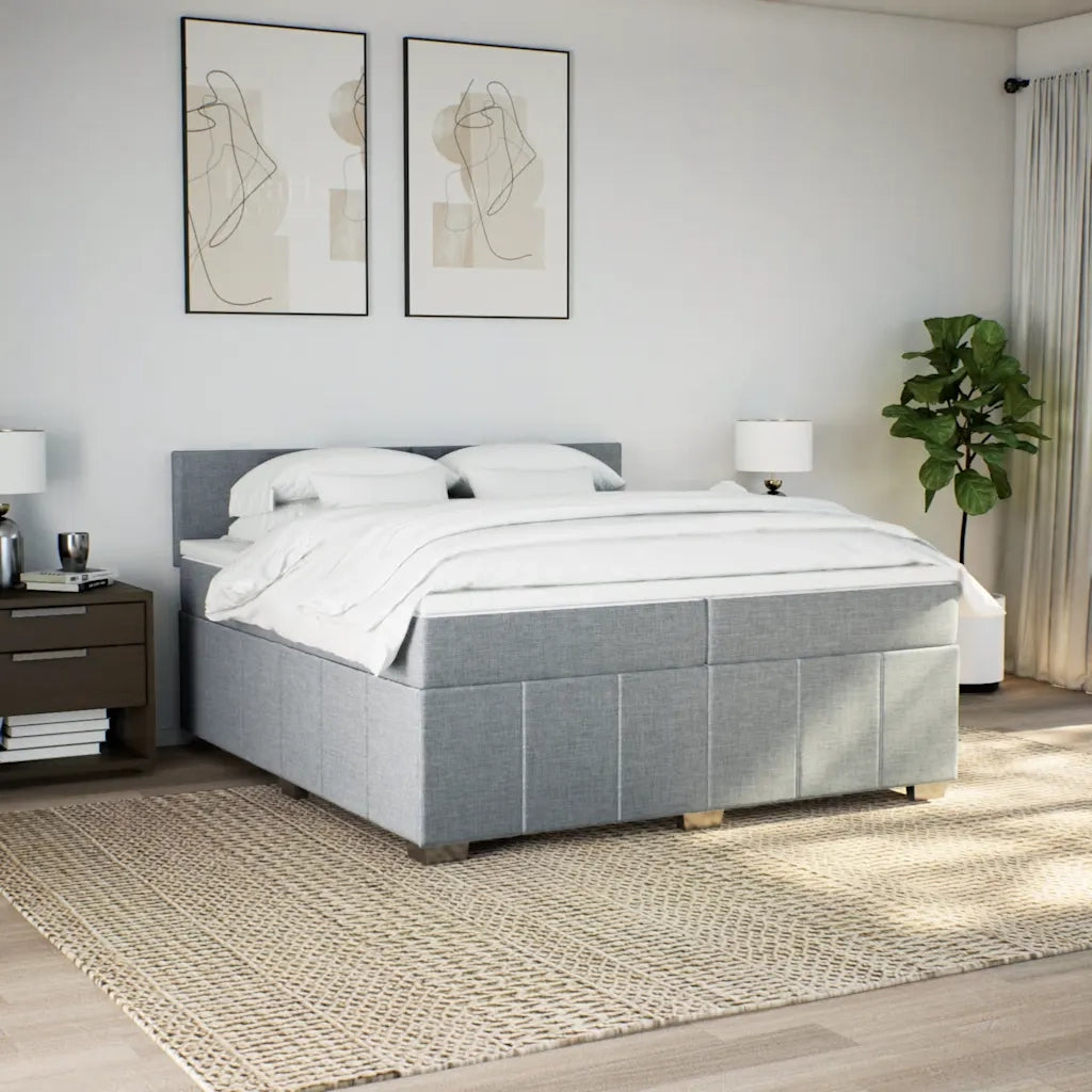 Giroletto a Molle con Materasso Grigio Chiaro 200x200cm Tessuto