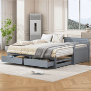 Letto giorno notte grigio in legno massello di pino con cassetti e letto estraibile 90x190 cm&180x190cm