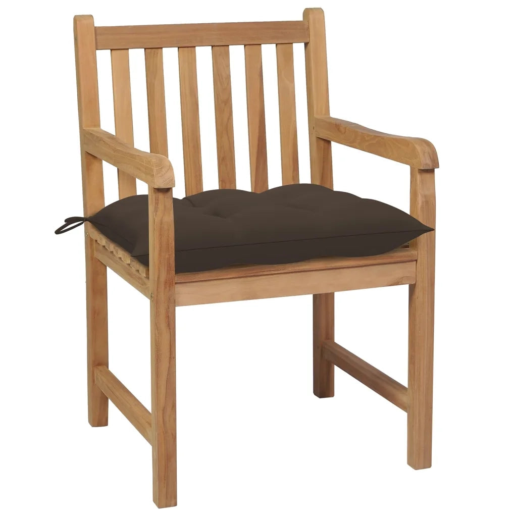 Sedie da Giardino 8 pz e Cuscini Grigio Talpa Massello di Teak 3073081