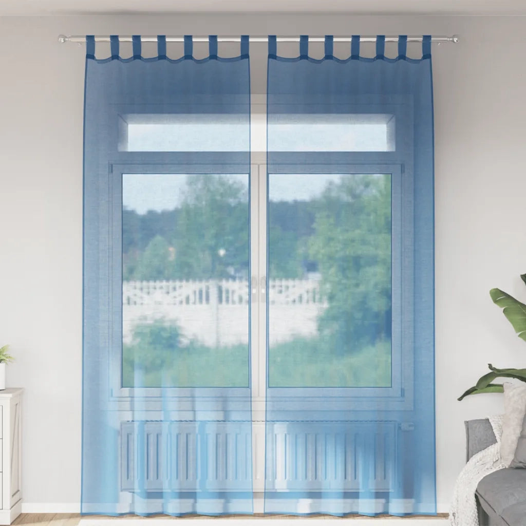 Tende in Voile con Passanti 2 pz Blu Reale 140x260 cm 4102305