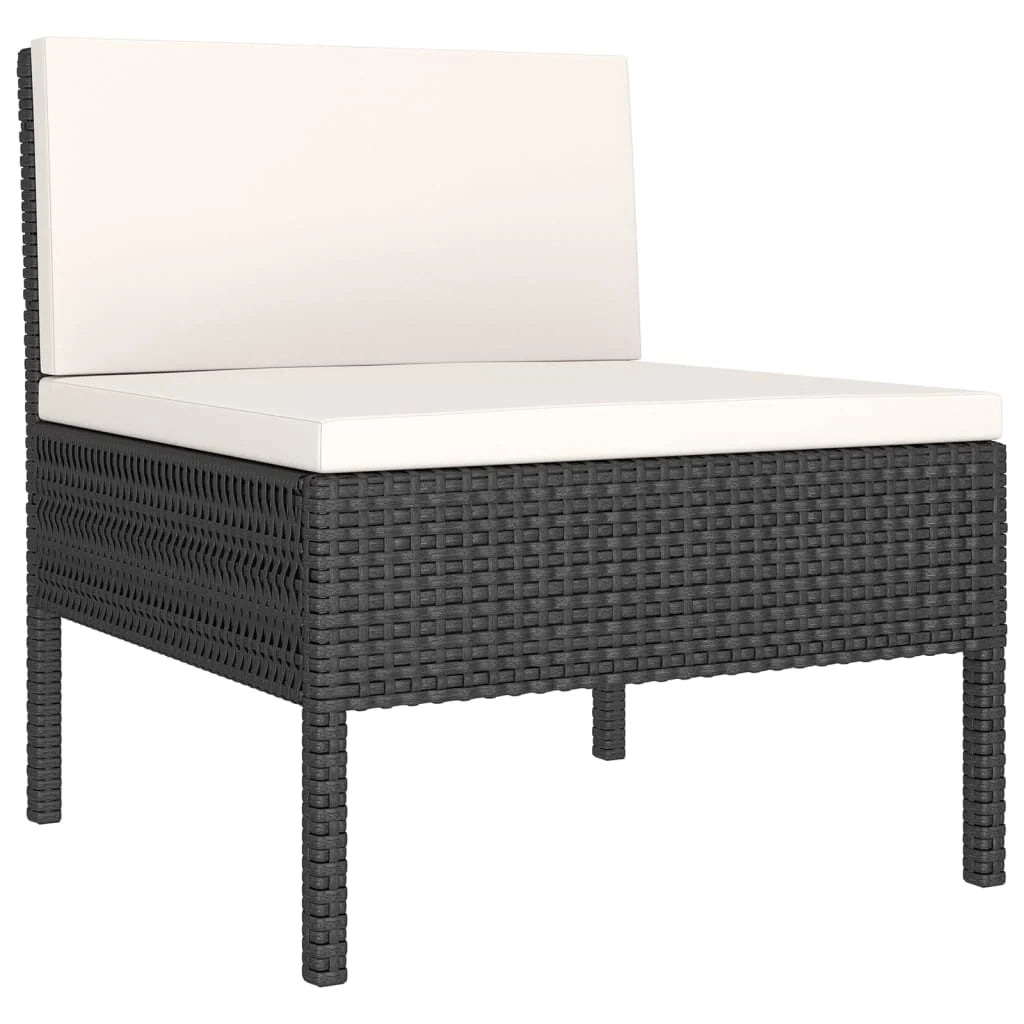 Set di mobili da giardino in polyrattan 9 pezzi con cuscini nero 02_0018146