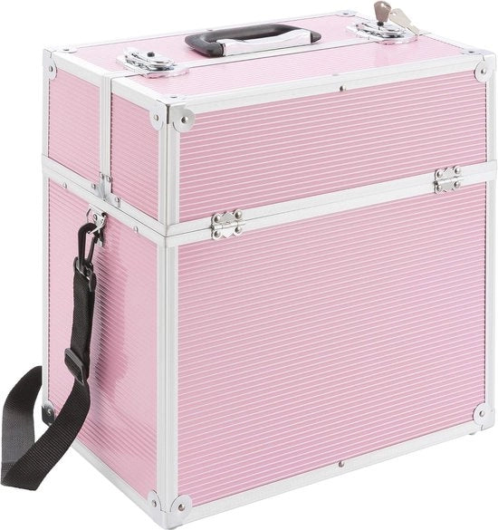 Borsa di cosmetici con 26L di spazio di stoccaggio | Cinturino di trasporto | 13 compartimenti | Piani ripiegabili | Alluminio e chiusura sicura