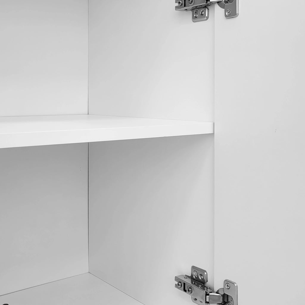 OKWISH Credenza Contenitore con 4 Ante e Ripiani Interni, Cerniere Ammortizzate, per Soggiorno, MDF, 120 x 37.5 x 80.8 cm, Bianca