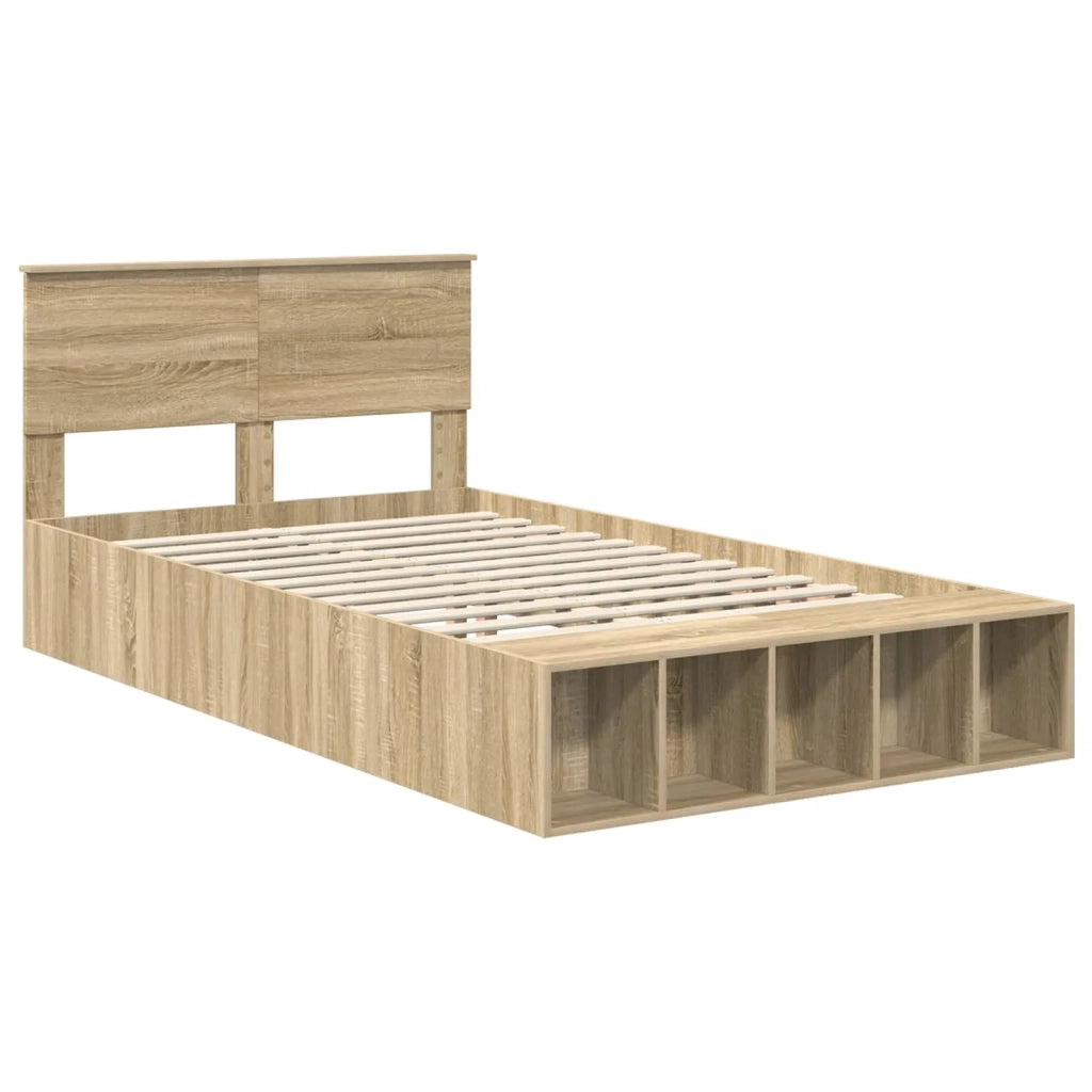 Struttura del letto con lo scaffale Rovere Sonoma 135 x 190 cm