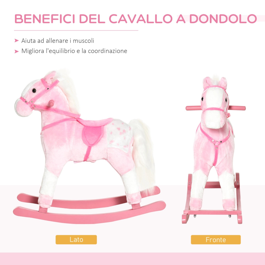 Cavallo a Dondolo in Legno ¨C zephmum ¨C Rosa 74x28x65 cm