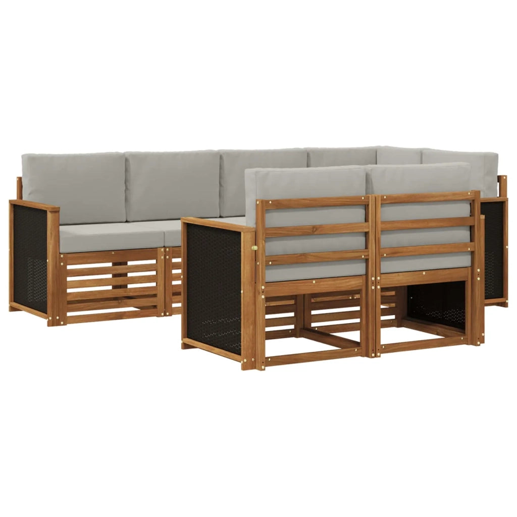 Set divano sezionale con cuscino 6 pcs Naturale e Grigio Chiaro 3384462
