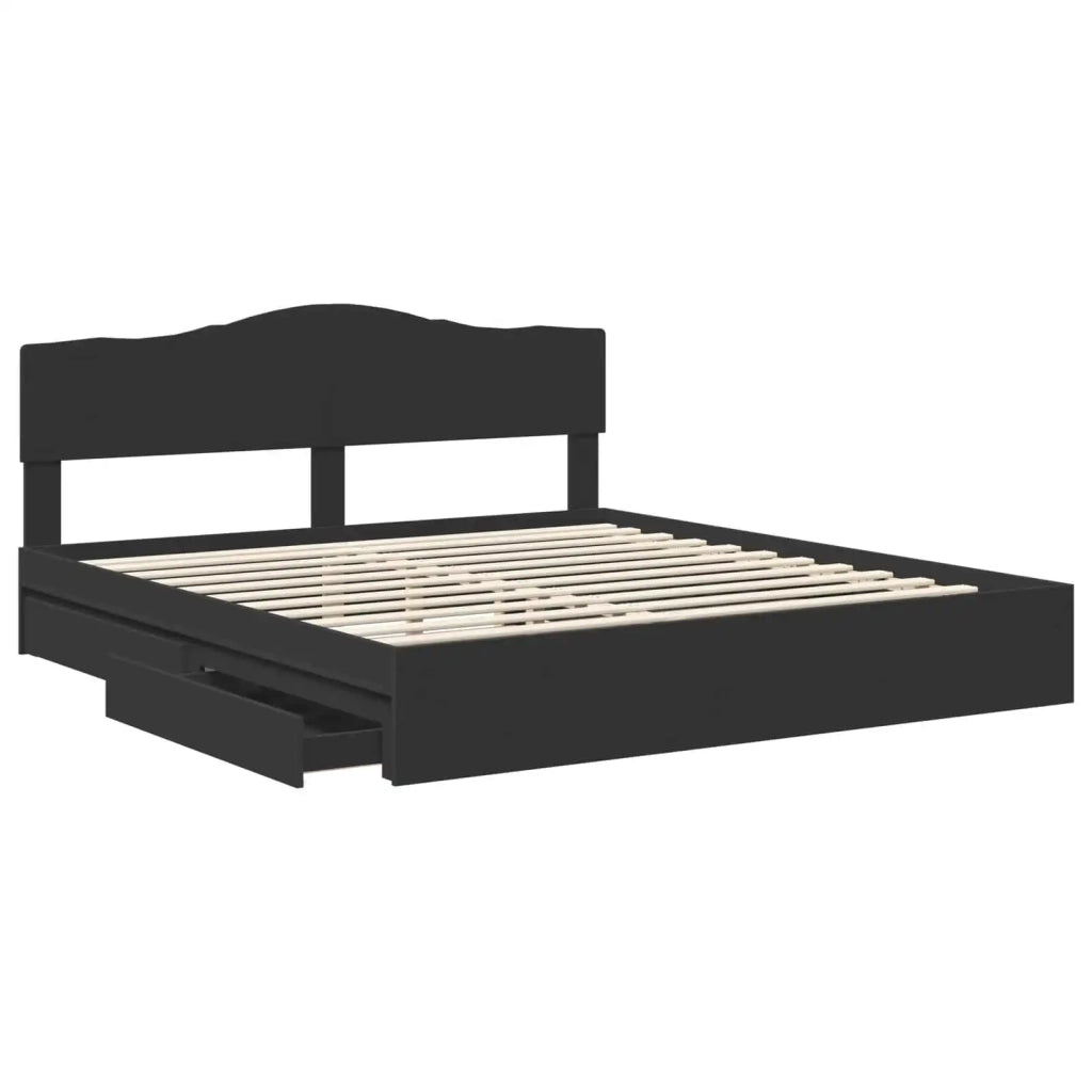 Letto con Contenitore Nero 200 x 200 cm Legno multistrato
