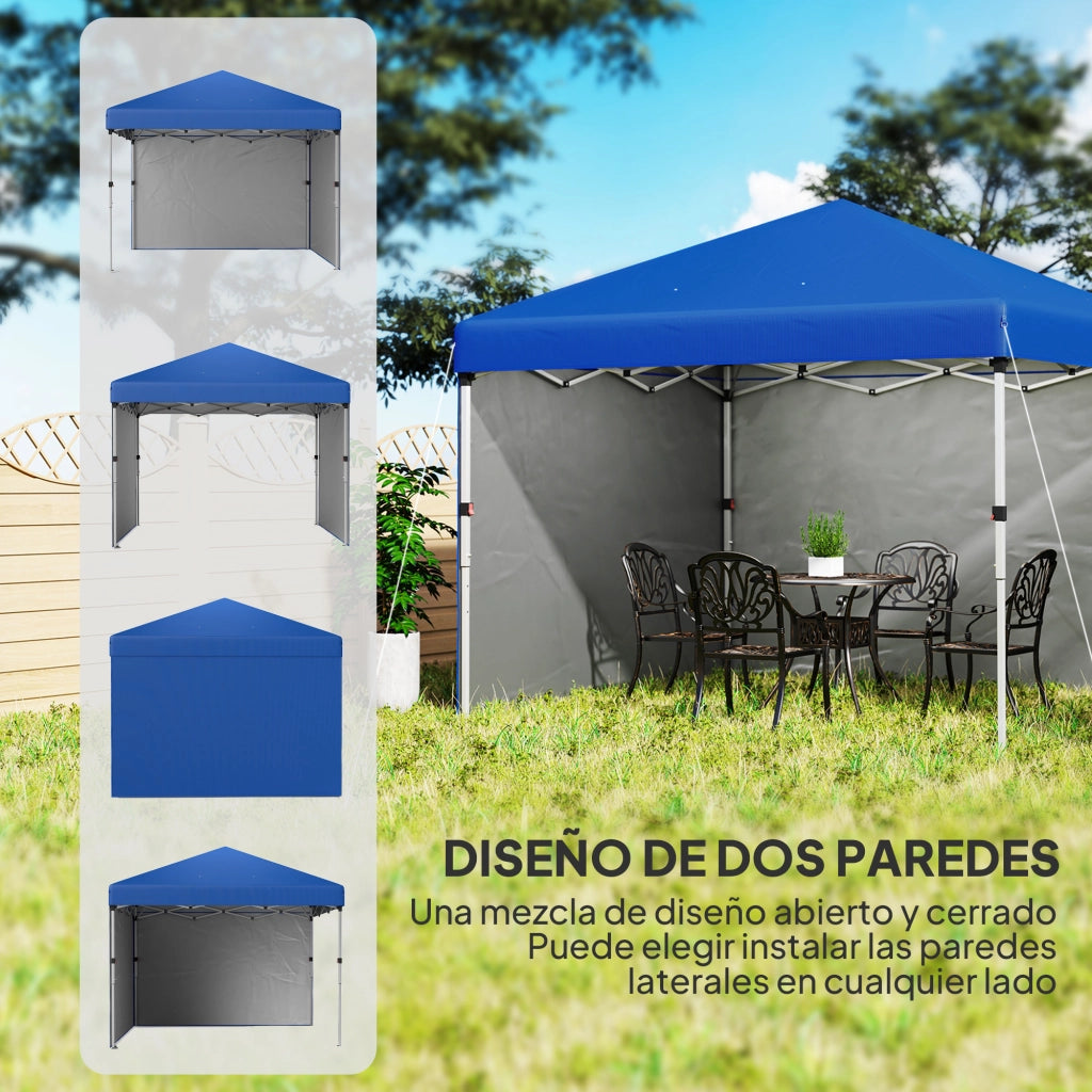 Carpa Plegable Pop-up 3x3 m con Pareti Laterali Anti-UV ¨C zephmum ¨C Blu