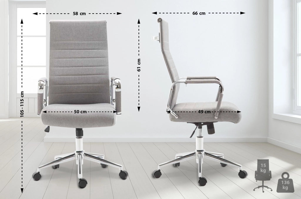 Sedia ufficio KOLUMBUS in tessuto grigio