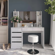 Tavolo da toeletta Sherry, Bianco/bianco lucido, 119.8 cm 5 parti