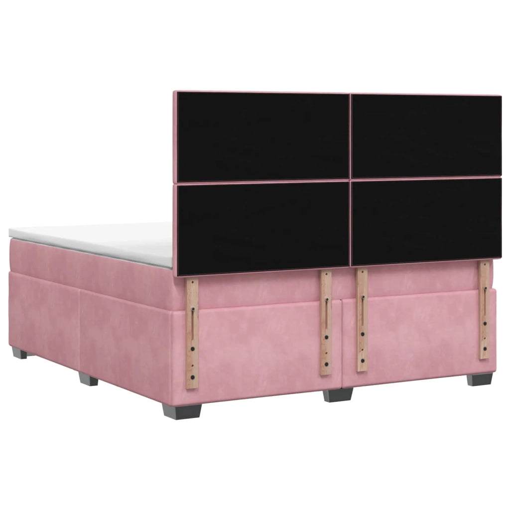 Letto box spring con materasso Rosa 140 x 200 cm Velluto 3455119