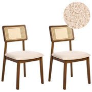 Set di 2 sedie da pranzo Sedute imbottite in poliestere marrone Struttura in legno laccato senza braccioli Stile retrò