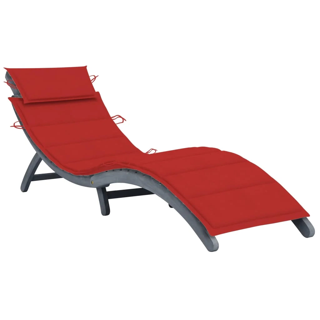 Lettino prendisole sedia a sdraio lettino prendisole letto da giardino mobili da esterno per patio 190 cm con cuscino grigio legno massello di acacia 02_0012469