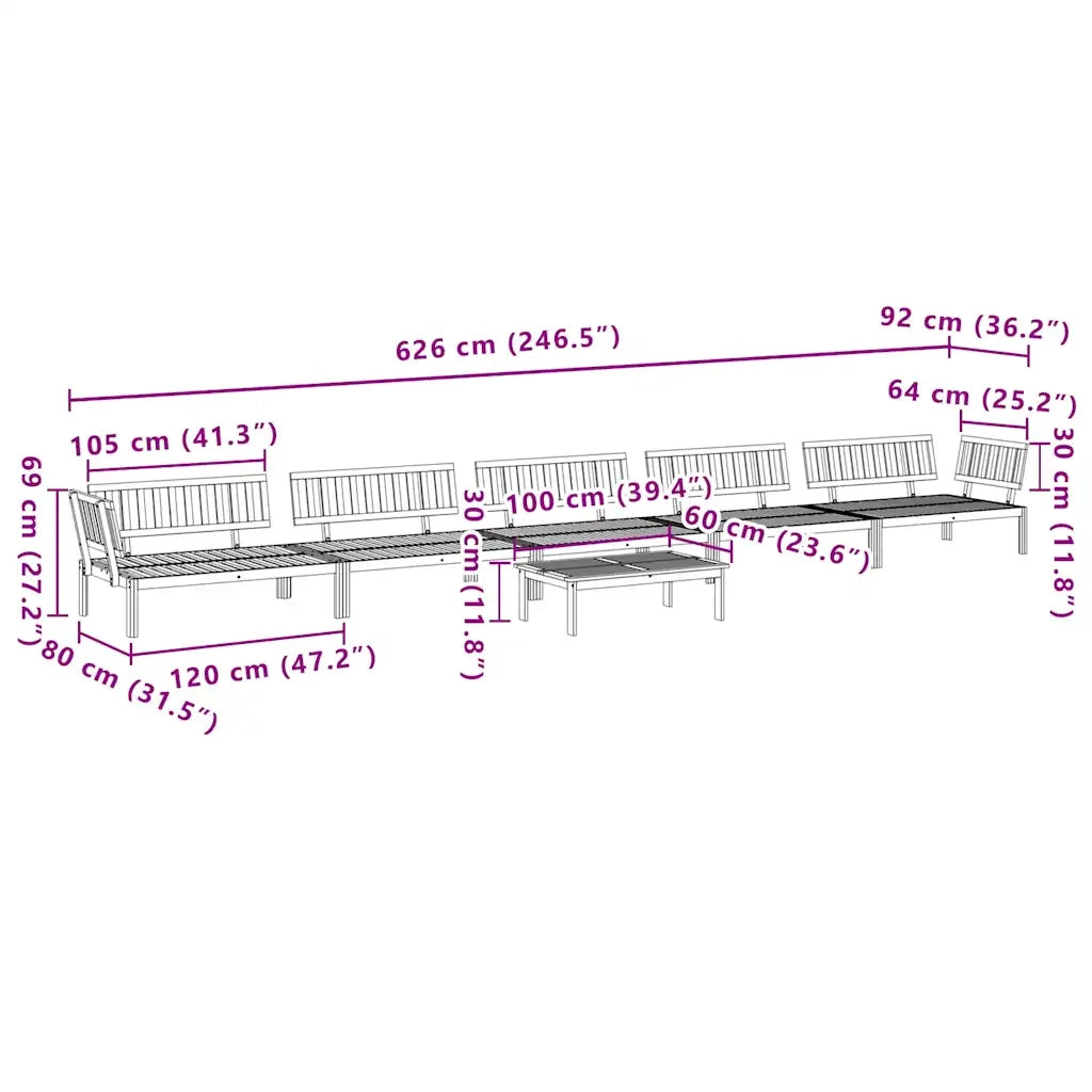 Set Divano Pallet da Giardino 6 pz in Legno Massello di Acacia 3209315