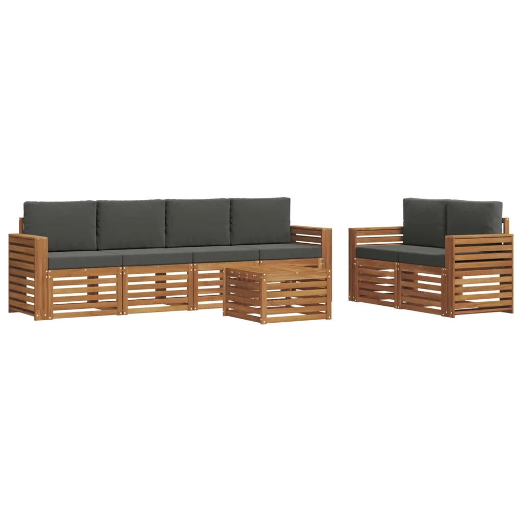 Set di divani da esterno con cuscino 7 pcs Naturale e Antracite